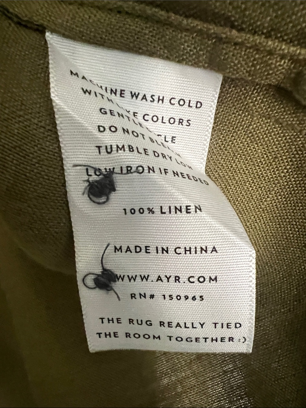 AYR The Deep End Olive Green Linen Shirt Casual Preppy. Size Large - Picture 5 of 5